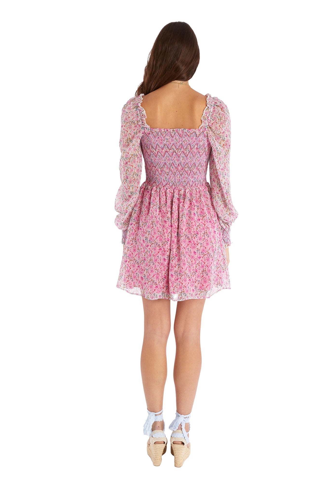 Smocked Floral Mini Dress