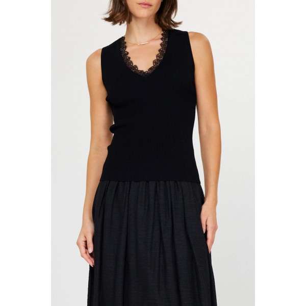 Lace Trim Knit Tank