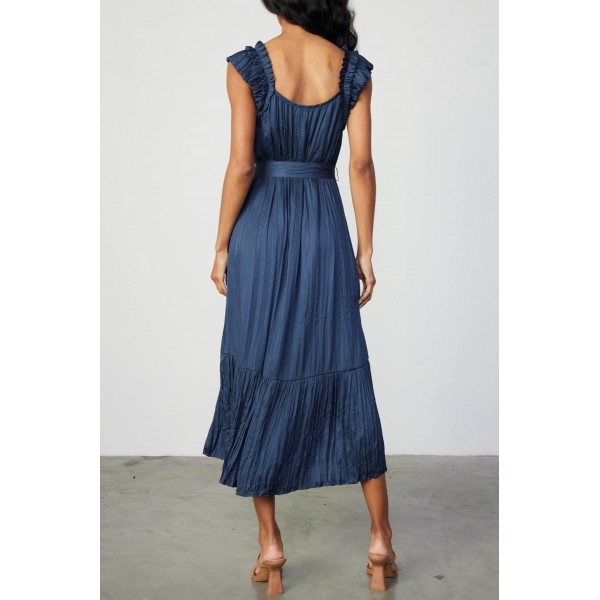 Ruffled Shoulder Midi Dress
