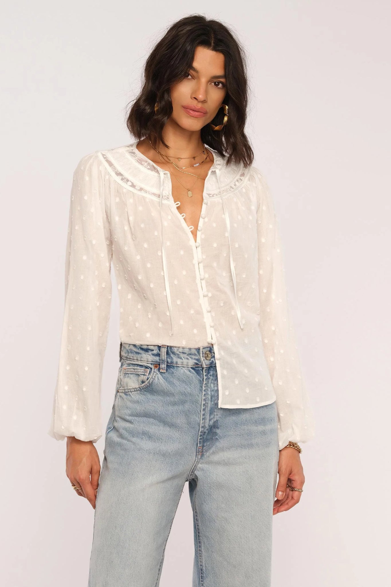 Anda Swiss Dot Woven Top