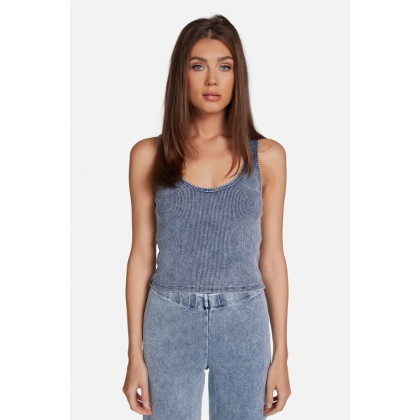Rib Denim Wash Tank