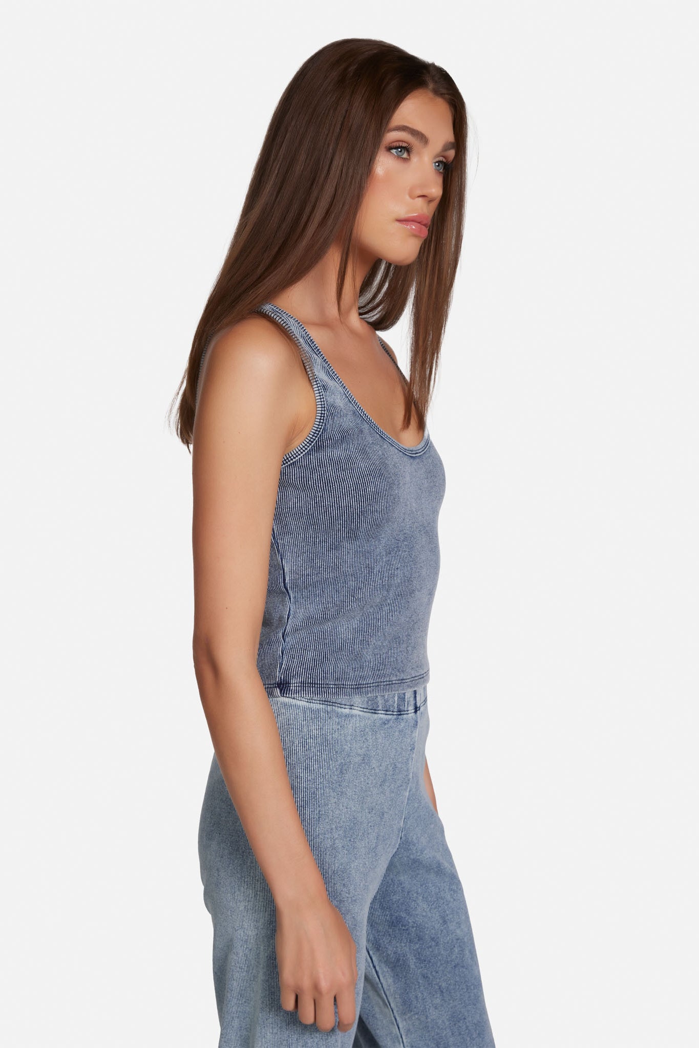 Rib Denim Wash Tank