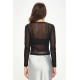Sheer Stretch Mesh Long Sleeve Top