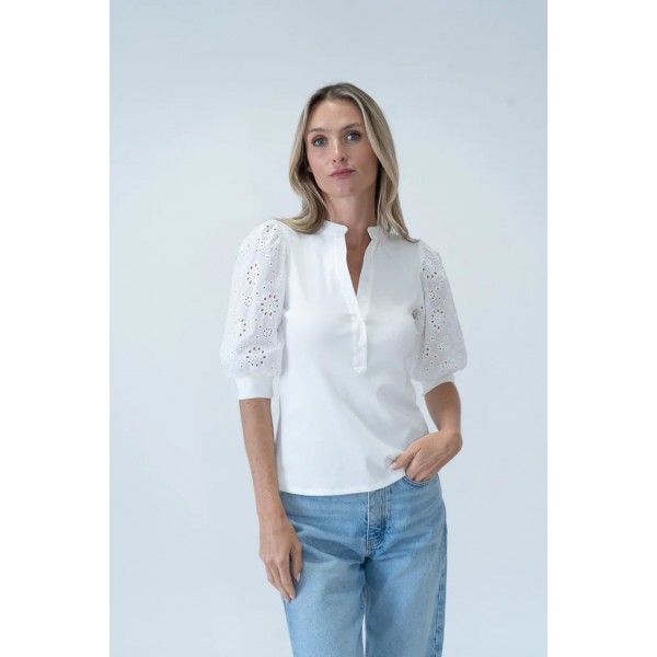 Lace Sleeve Knit Henley